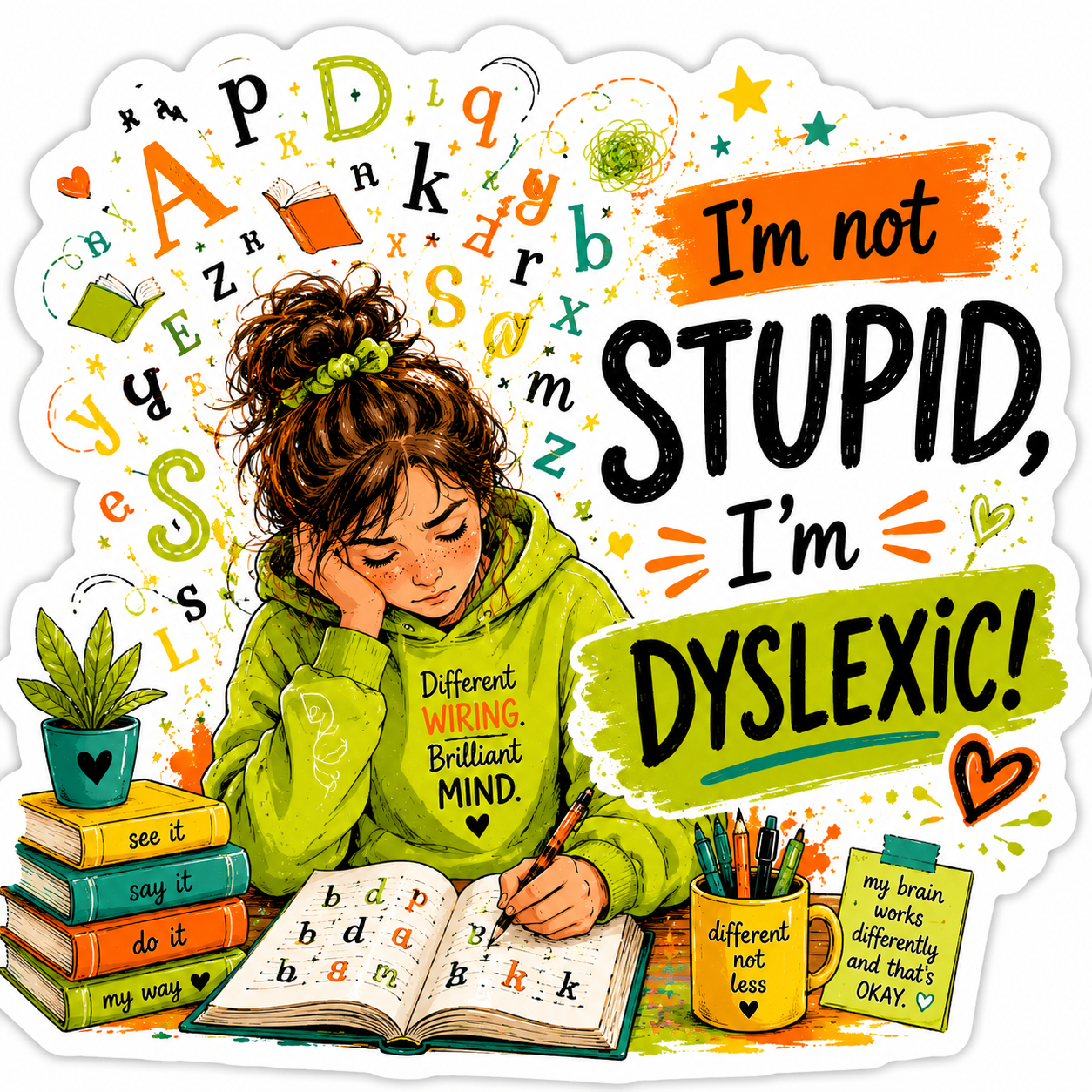 "I'm Not Stupid, I'm Dyslexic" Sticker