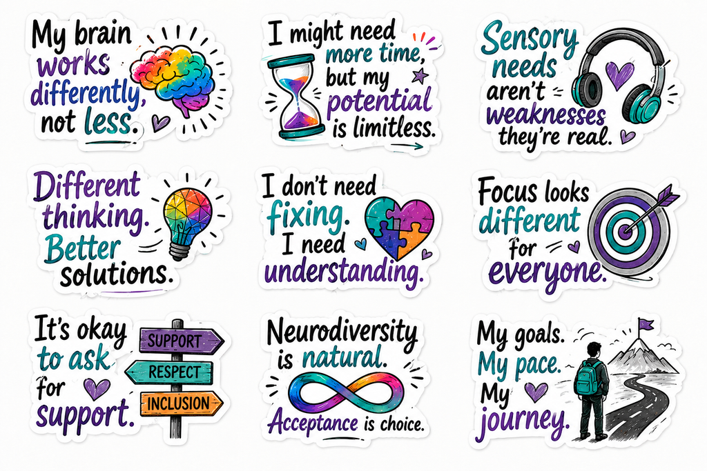 ADHD Sticker Sheet - Neurodivergent Vinyl Stickers