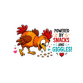 Powered by Snacks and Giggles! – Funny Chicken Sticker